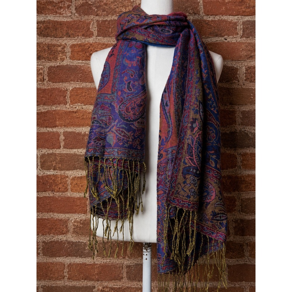 Paisley Scarf Fringe Wrap Shawl Festival Hippie Layering Boho Gypsy Rave